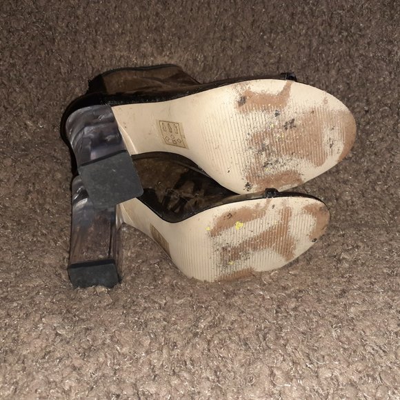 ALDO-Oceani Ankle Bootie-Do Ya Thing-Clear Heel/Sides-Back Zip-Sz 7-Excellent - Picture 6 of 6